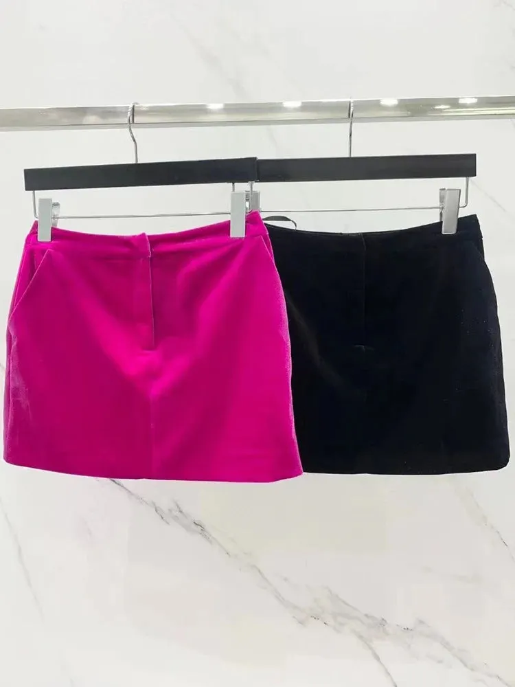 Mini Bodycon Skirts For Women High Waist Patchwork Zipper A Line Elegant Temperament Skirt Female Fashion Clothing