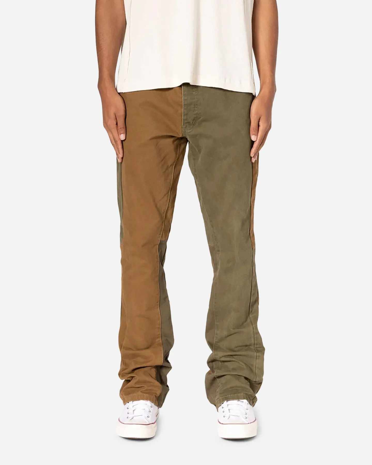 MNML B680 Colour Block Denim Jeans Olive