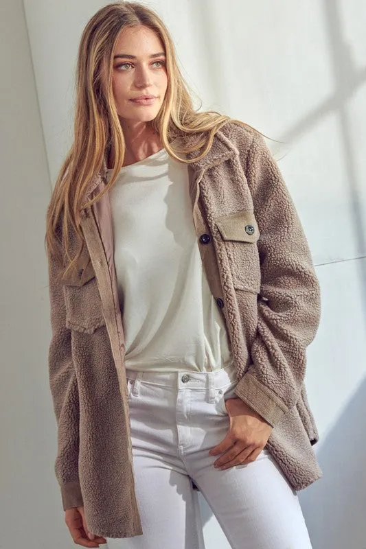 Mocha Plus Sherpa Fleece Shacket