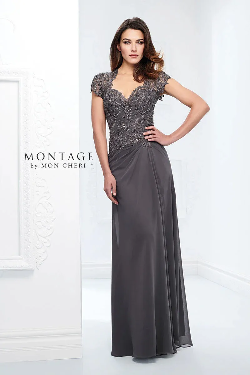 MONTAGE by Mon Cheri 115974 Charcoal Chiffon Evening Dress - 16W