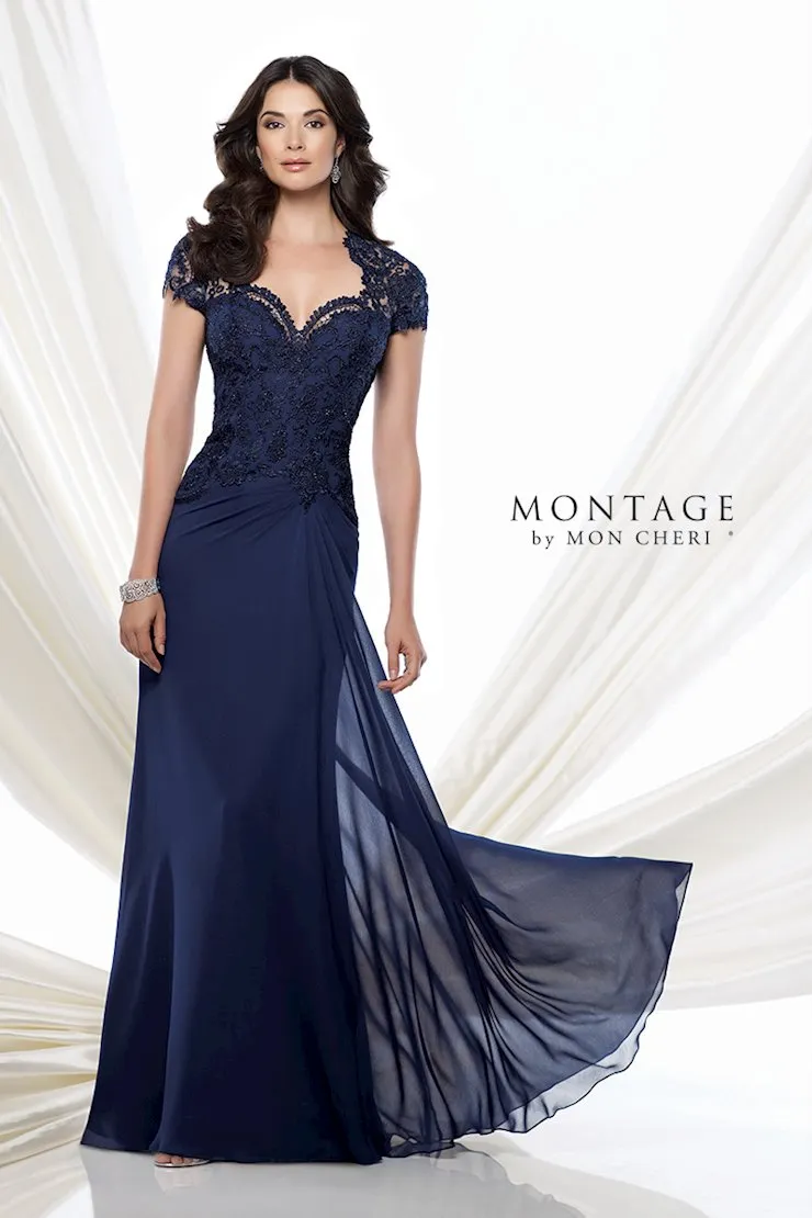 MONTAGE by Mon Cheri 115974 Charcoal Chiffon Evening Dress - 16W