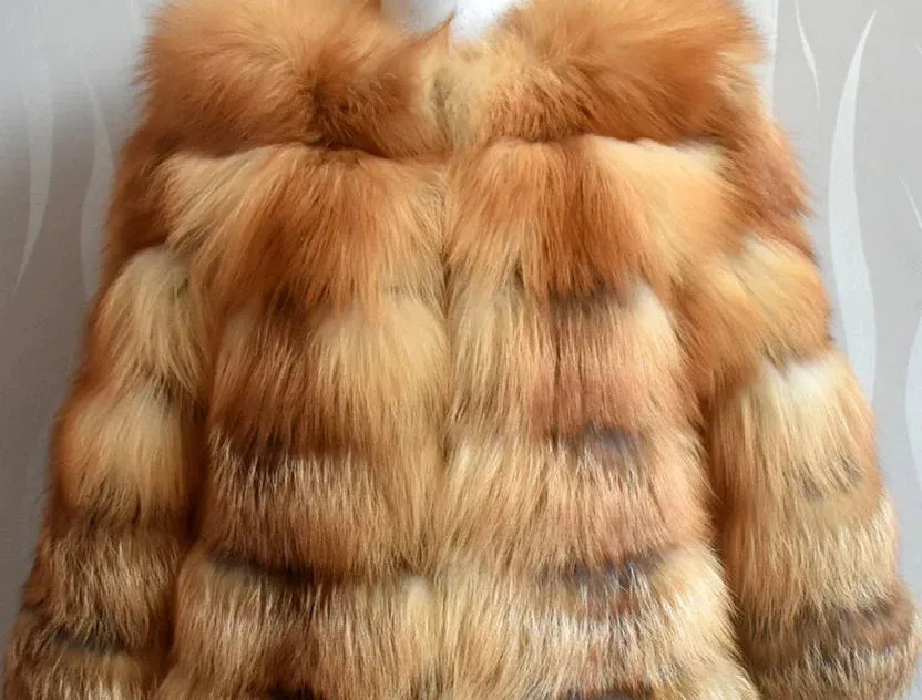 Natural 50CM Real Fox Fur Coat Women Winter Vest Jacket Fashion Outwear Real Fox Fur Vest Coat