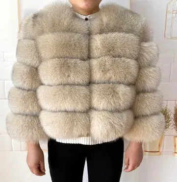 Natural 50CM Real Fox Fur Coat Women Winter Vest Jacket Fashion Outwear Real Fox Fur Vest Coat