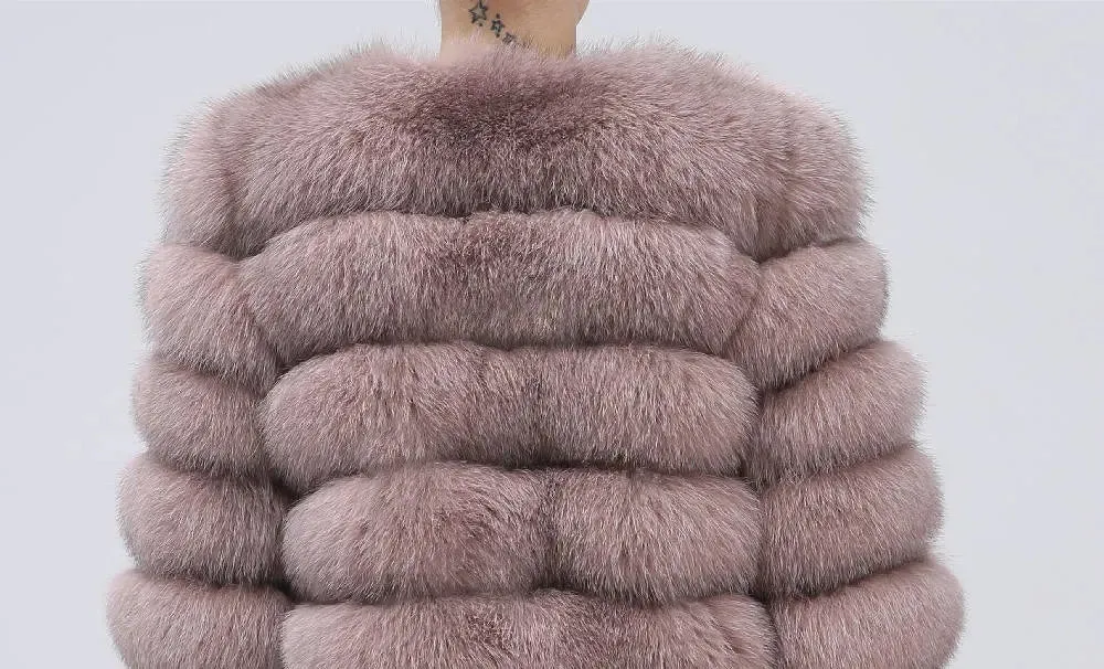 Natural 50CM Real Fox Fur Coat Women Winter Vest Jacket Fashion Outwear Real Fox Fur Vest Coat