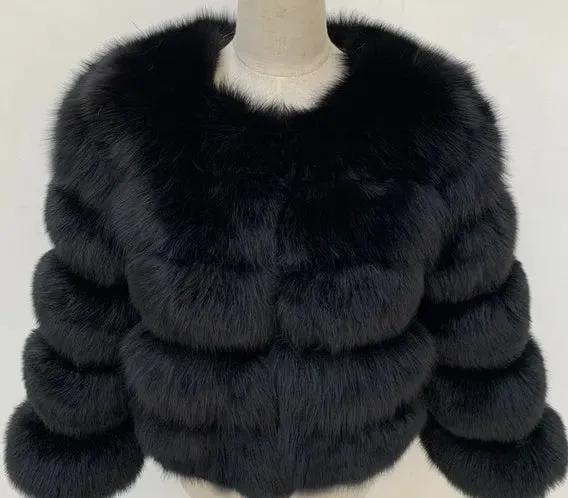 Natural 50CM Real Fox Fur Coat Women Winter Vest Jacket Fashion Outwear Real Fox Fur Vest Coat