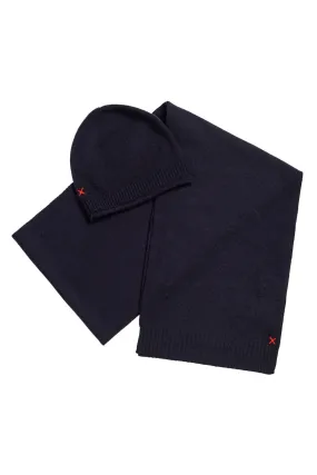 Navy Wool-Cashmere Accessories Set