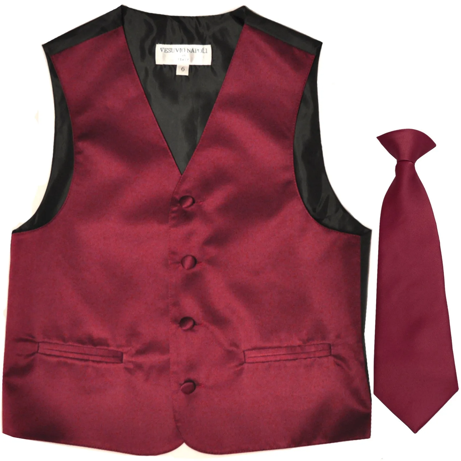 New Boy's Kid's formal Tuxedo Vest Waistcoat & Necktie US size 2-14