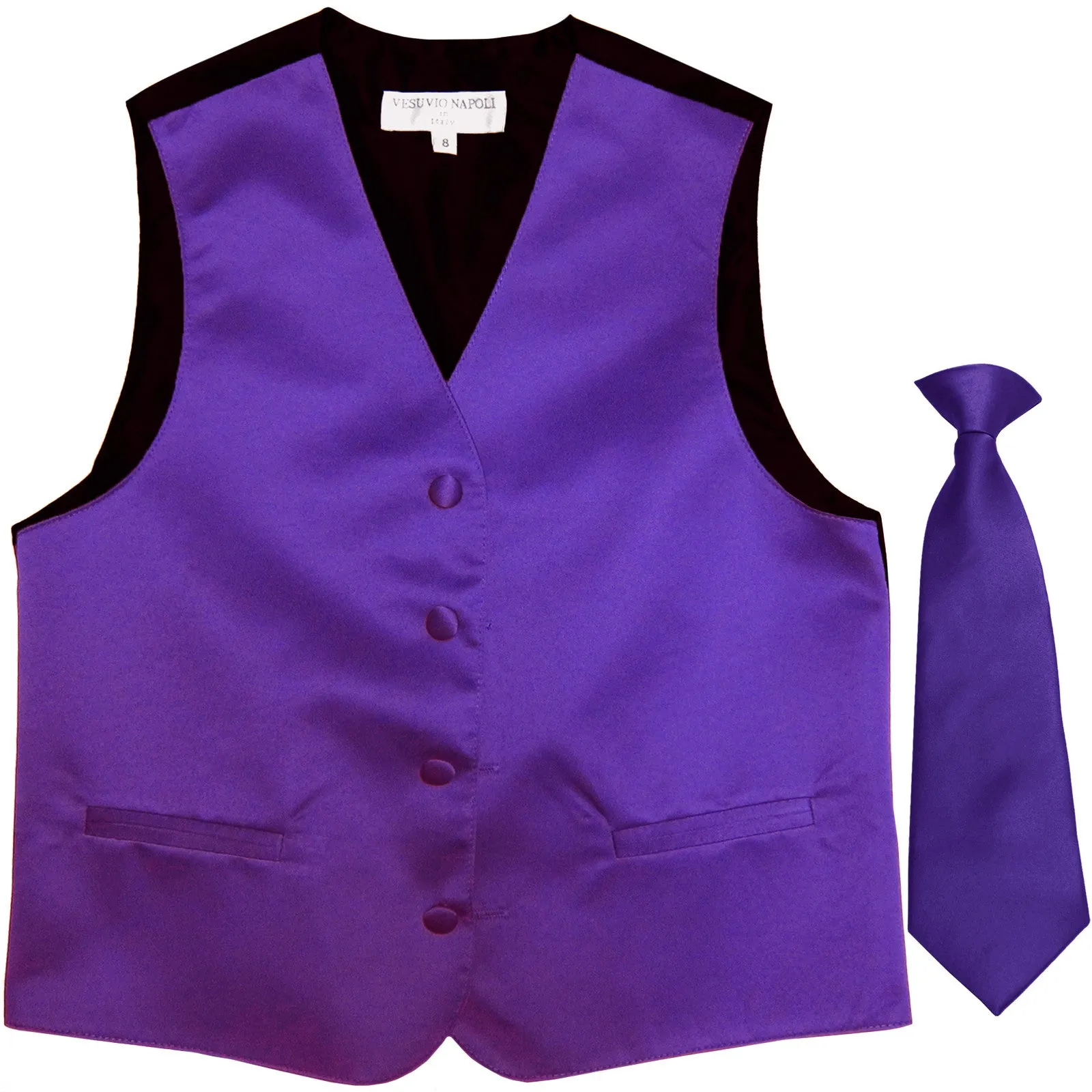 New Boy's Kid's formal Tuxedo Vest Waistcoat & Necktie US size 2-14