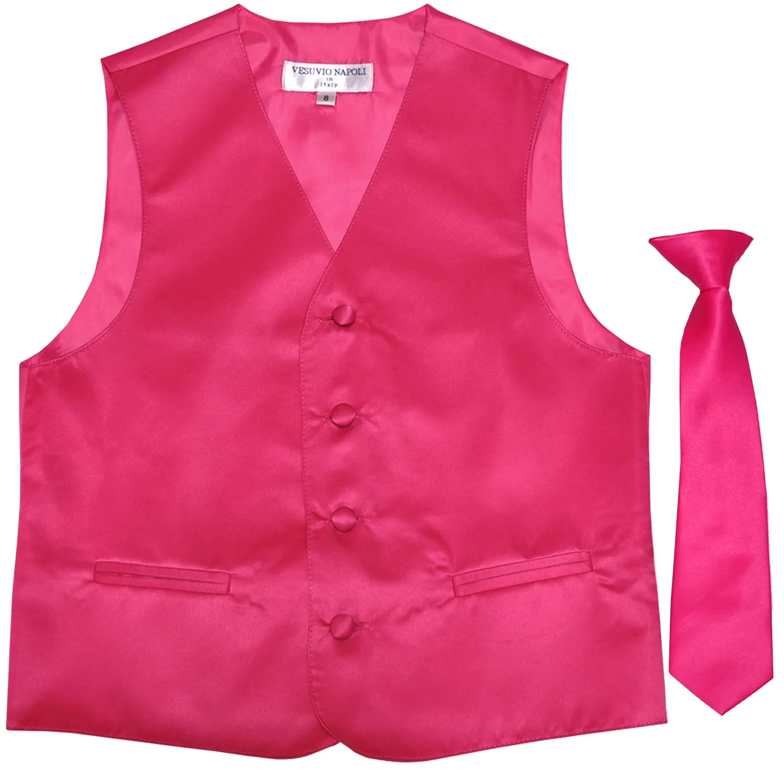 New Boy's Kid's formal Tuxedo Vest Waistcoat & Necktie US size 2-14