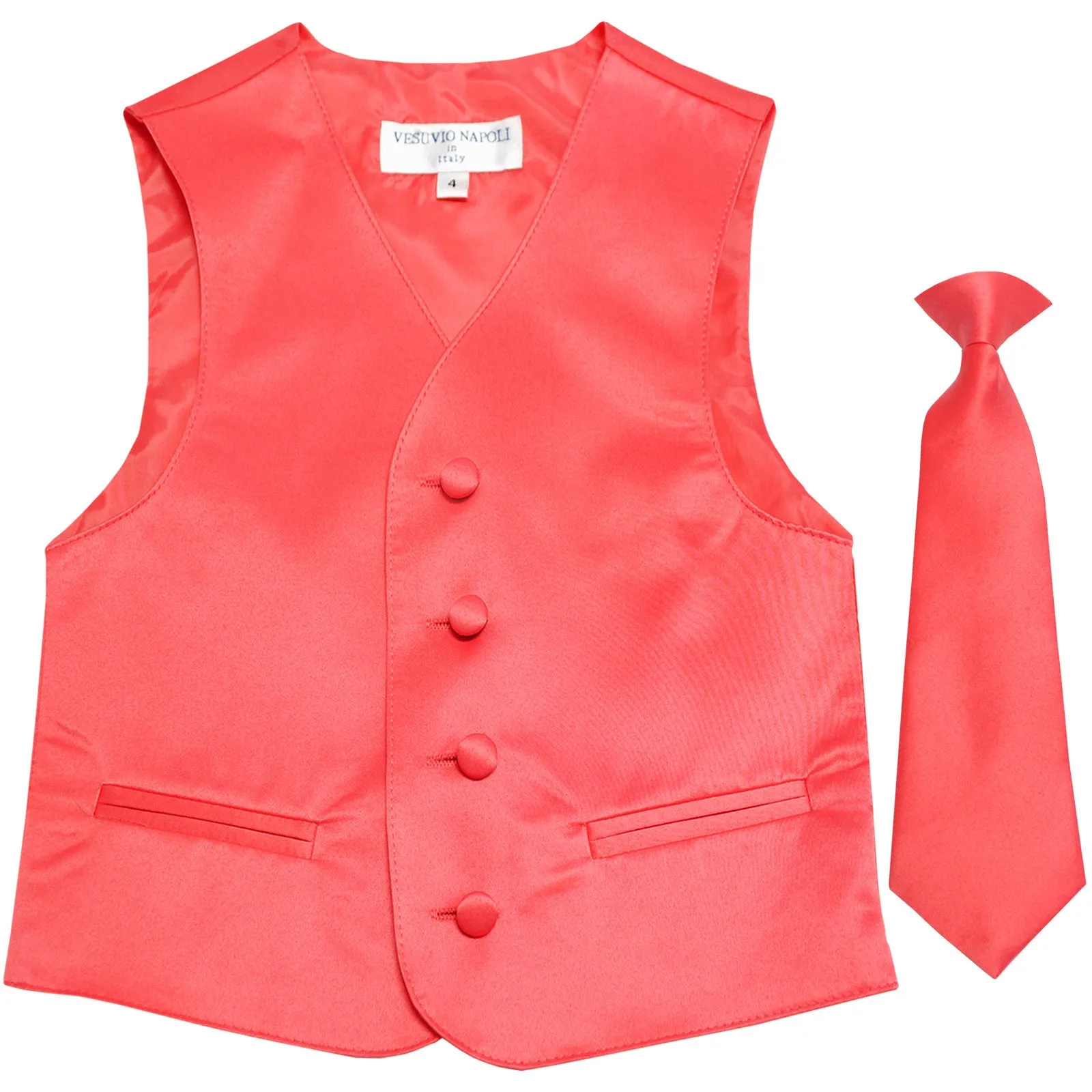 New Boy's Kid's formal Tuxedo Vest Waistcoat & Necktie US size 2-14