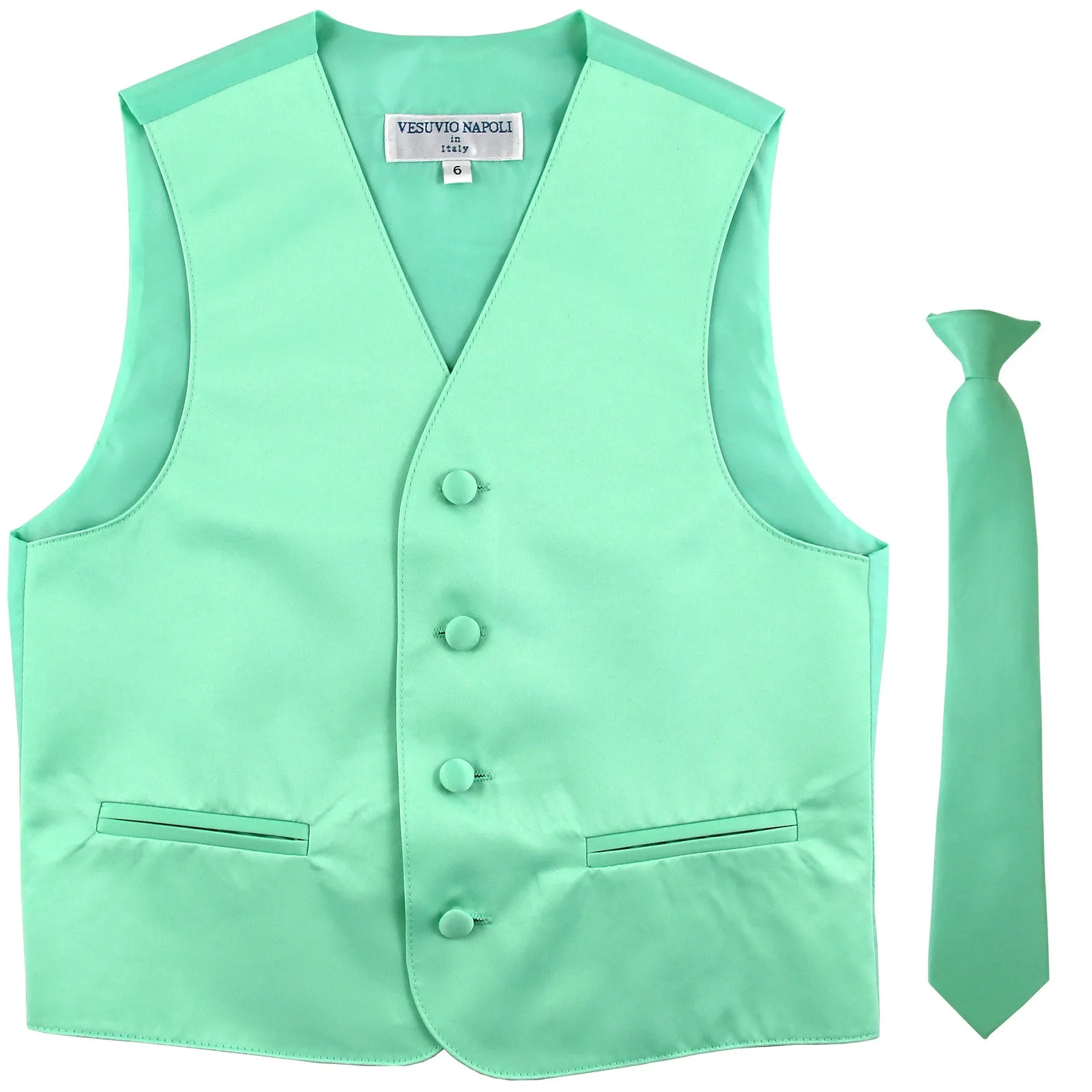 New Boy's Kid's formal Tuxedo Vest Waistcoat & Necktie US size 2-14