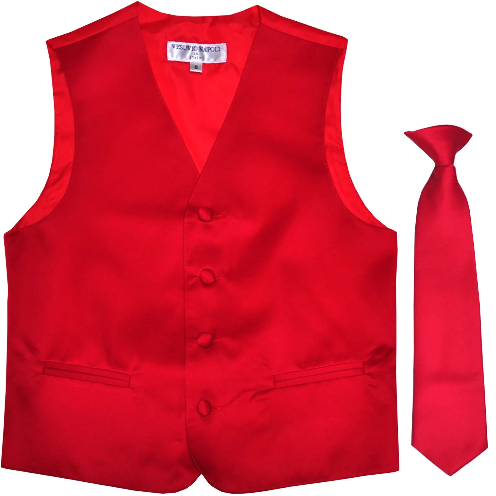 New Boy's Kid's formal Tuxedo Vest Waistcoat & Necktie US size 2-14