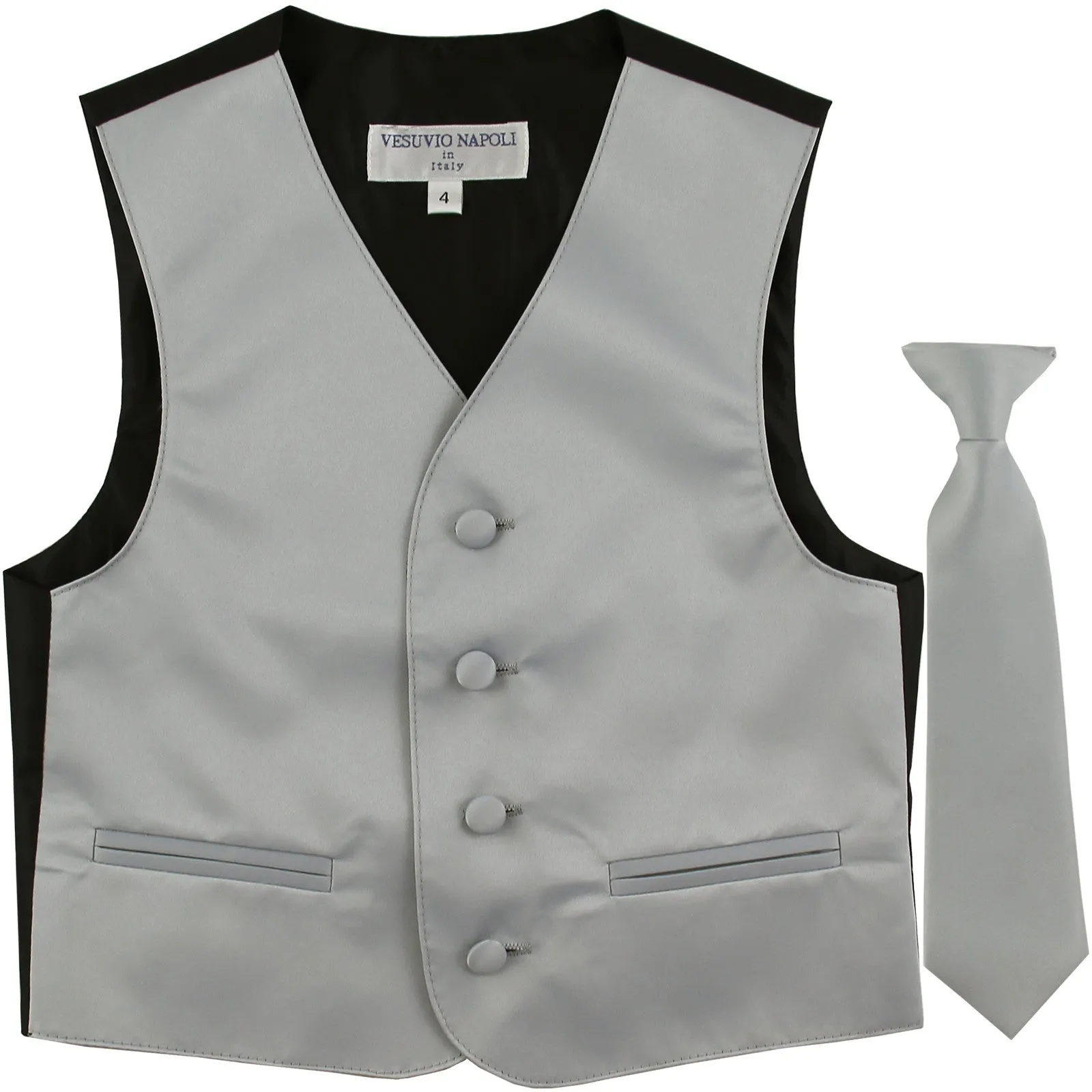 New Boy's Kid's formal Tuxedo Vest Waistcoat & Necktie US size 2-14