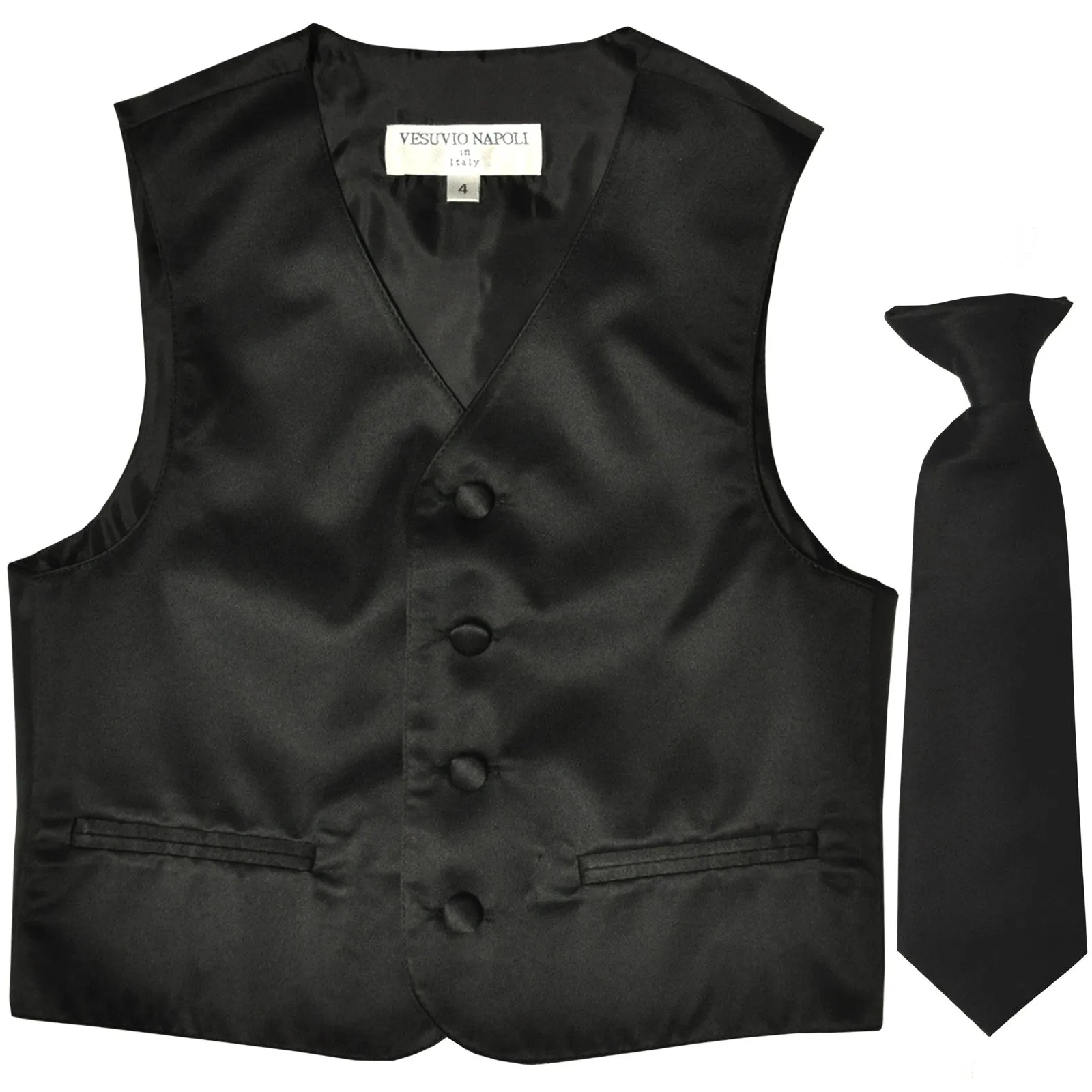 New Boy's Kid's formal Tuxedo Vest Waistcoat & Necktie US size 2-14