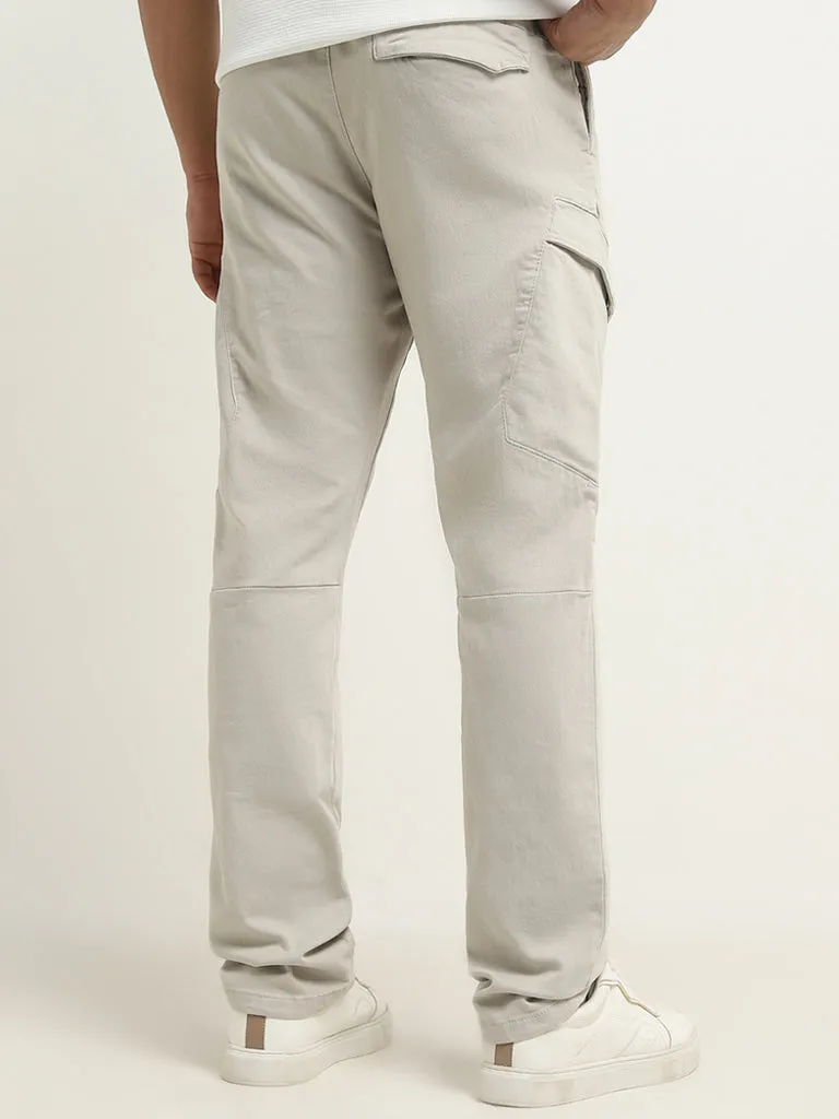 Nuon Light Beige Relaxed-Fit Mid-Rise Cotton Blend Chinos