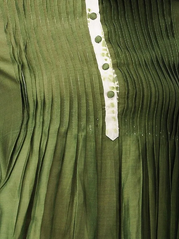 Olive Green Pintuck Shibori Kurta