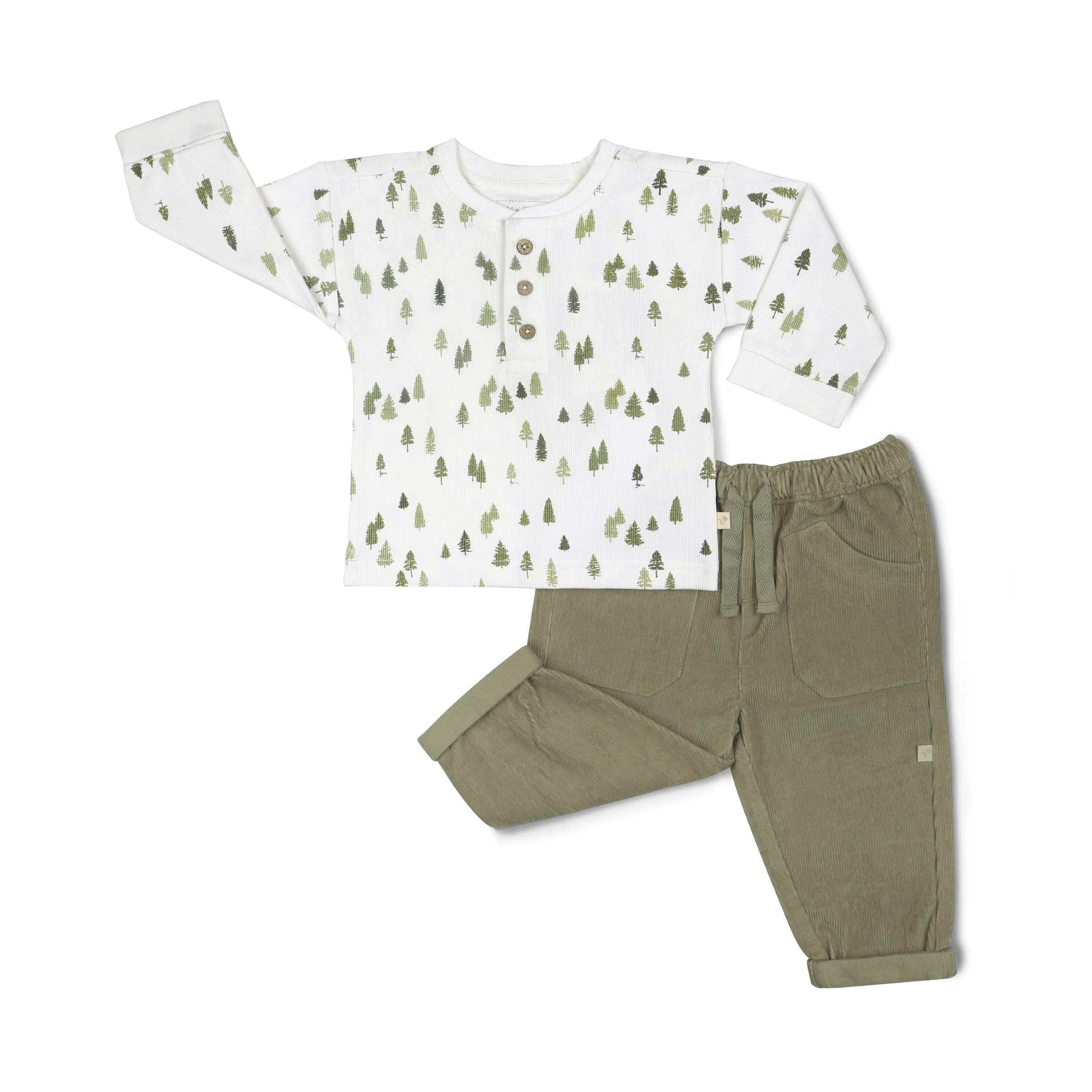 Organic Tee and Corduroy Pant Set | Olive