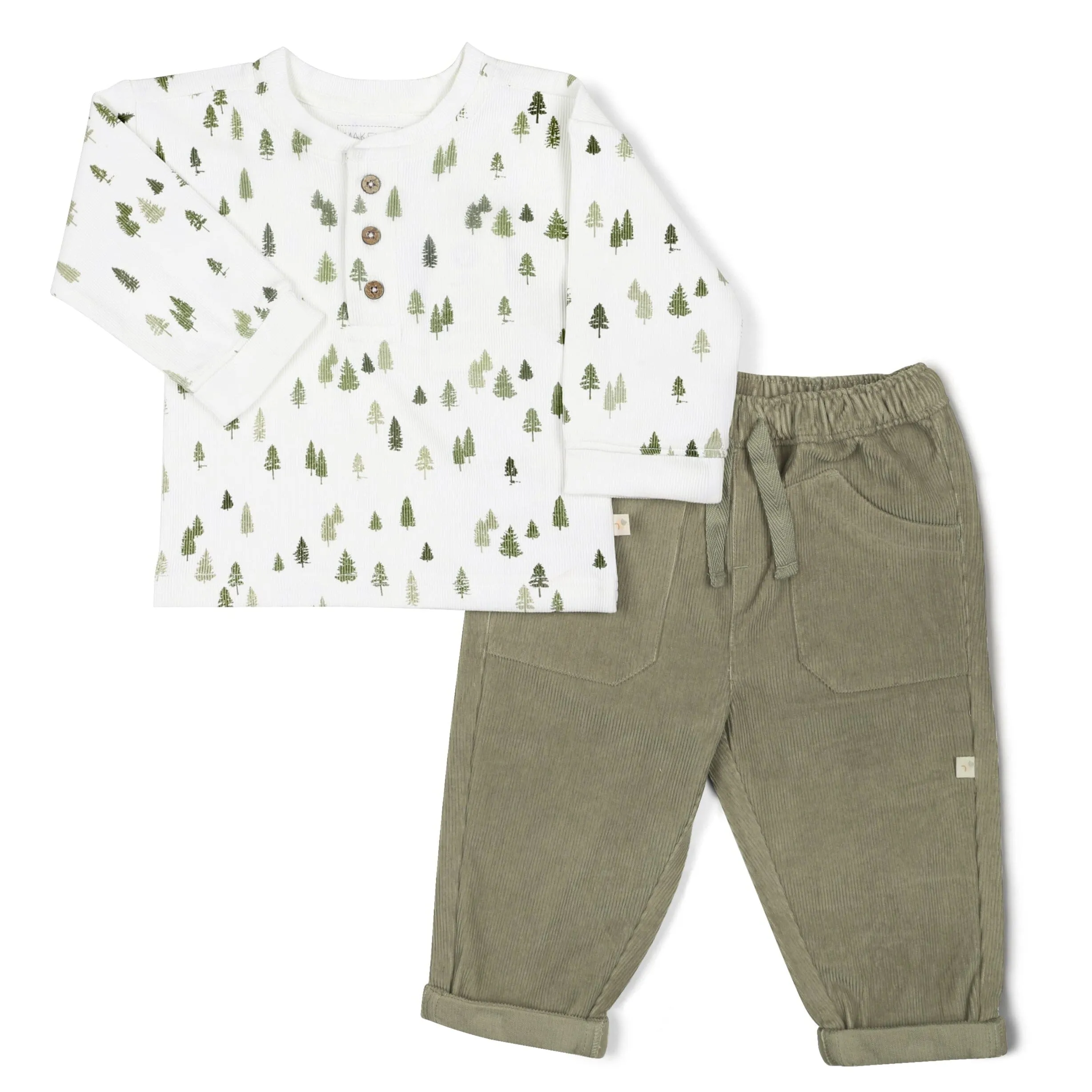 Organic Tee and Corduroy Pant Set | Olive