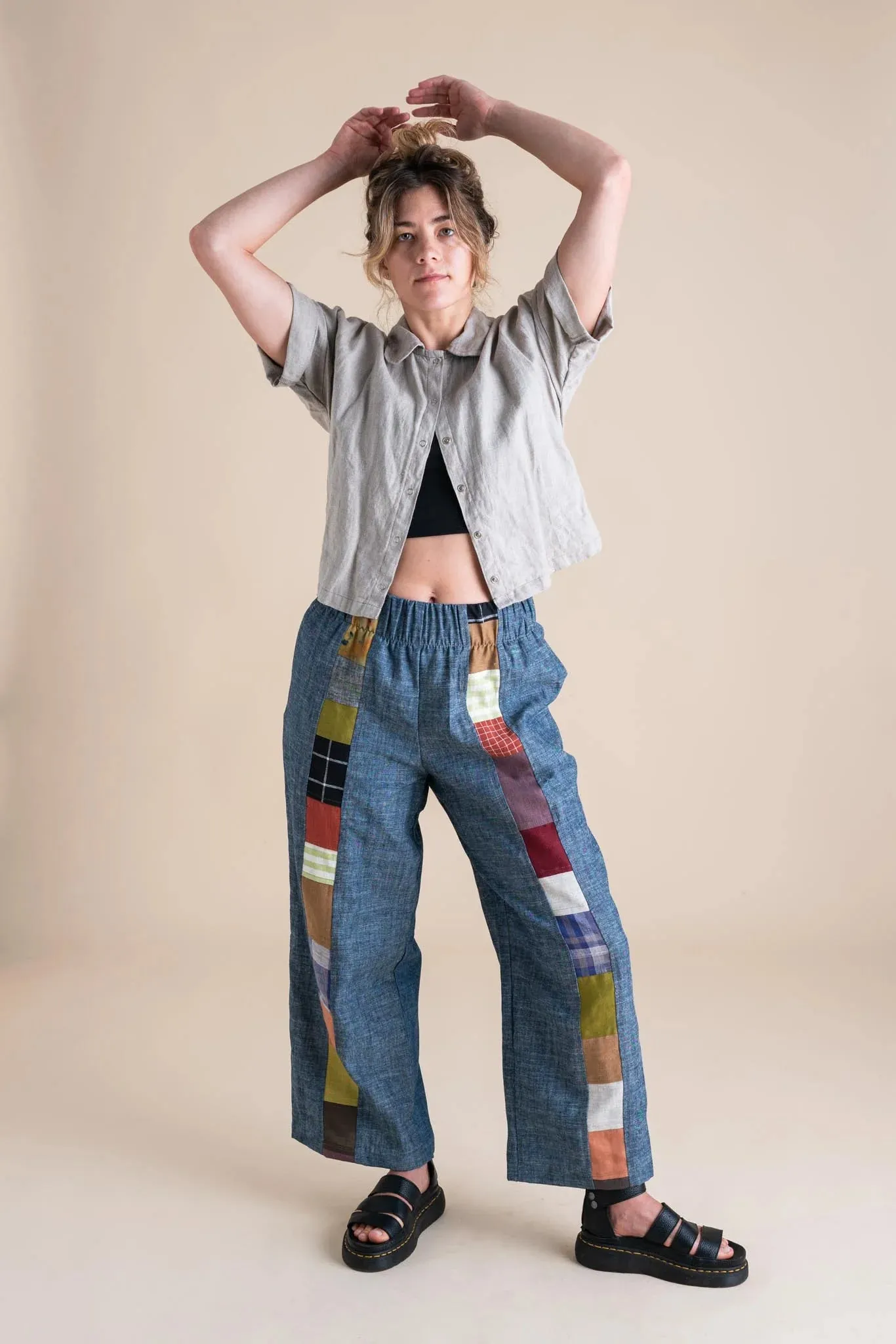 Patchwork Sunset Pants - Indigo Chambray