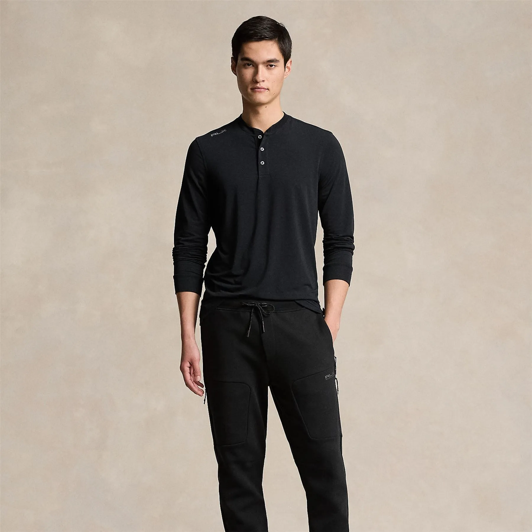 Performance Jersey Henley Shirt Polo Black - SS24