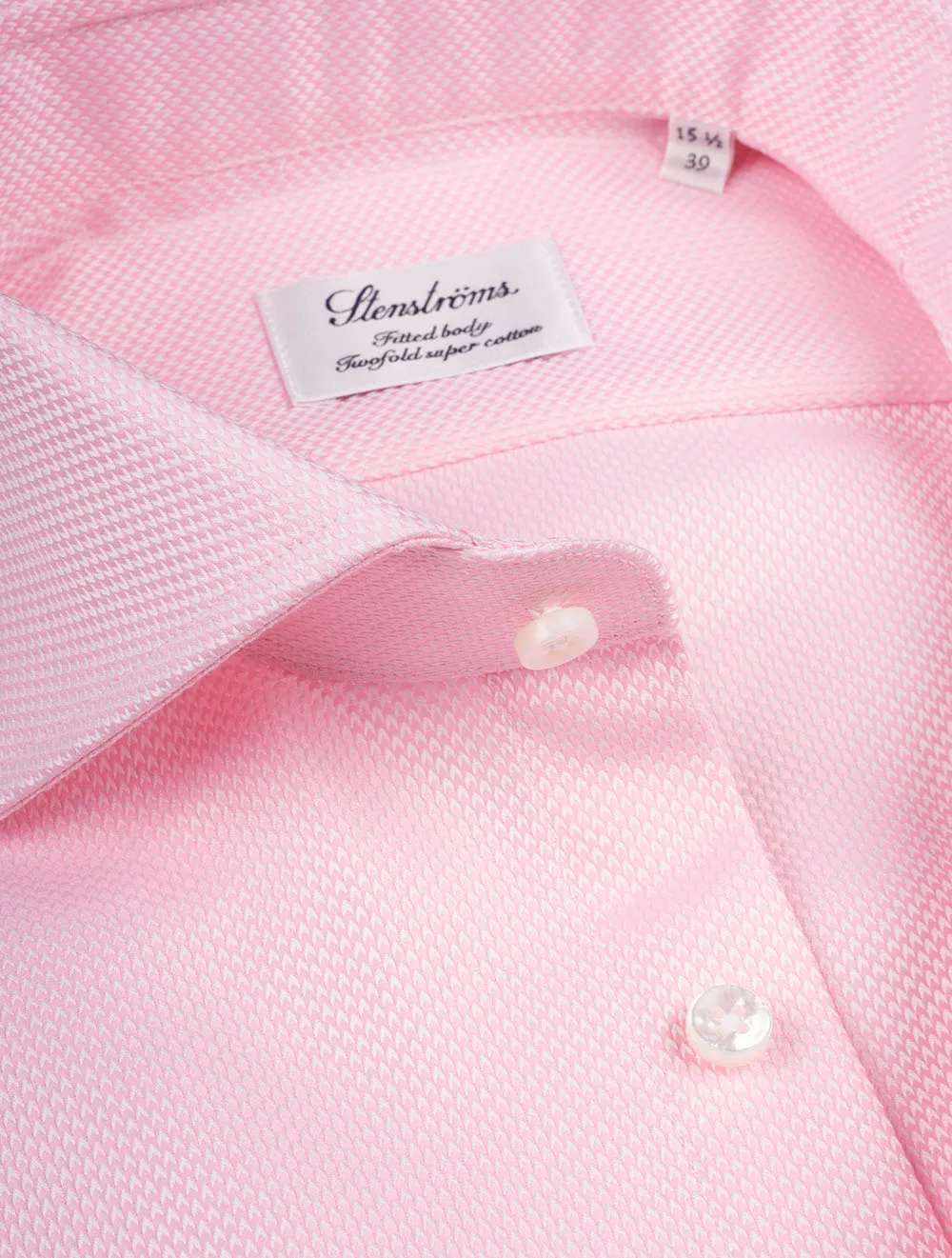 Pink Herringbone Cotton Fitted Shirt