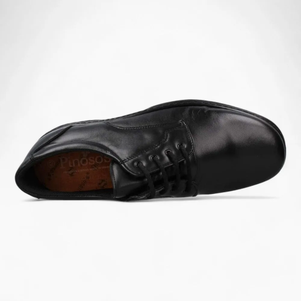 Pinoso’s Men’s Black Blucher – Seamless, Wide Fit for Sensitive Feet