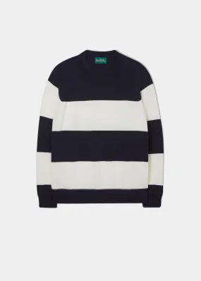 Plumstead Men's Crew Neck Jumper Dark Navy & Ecru