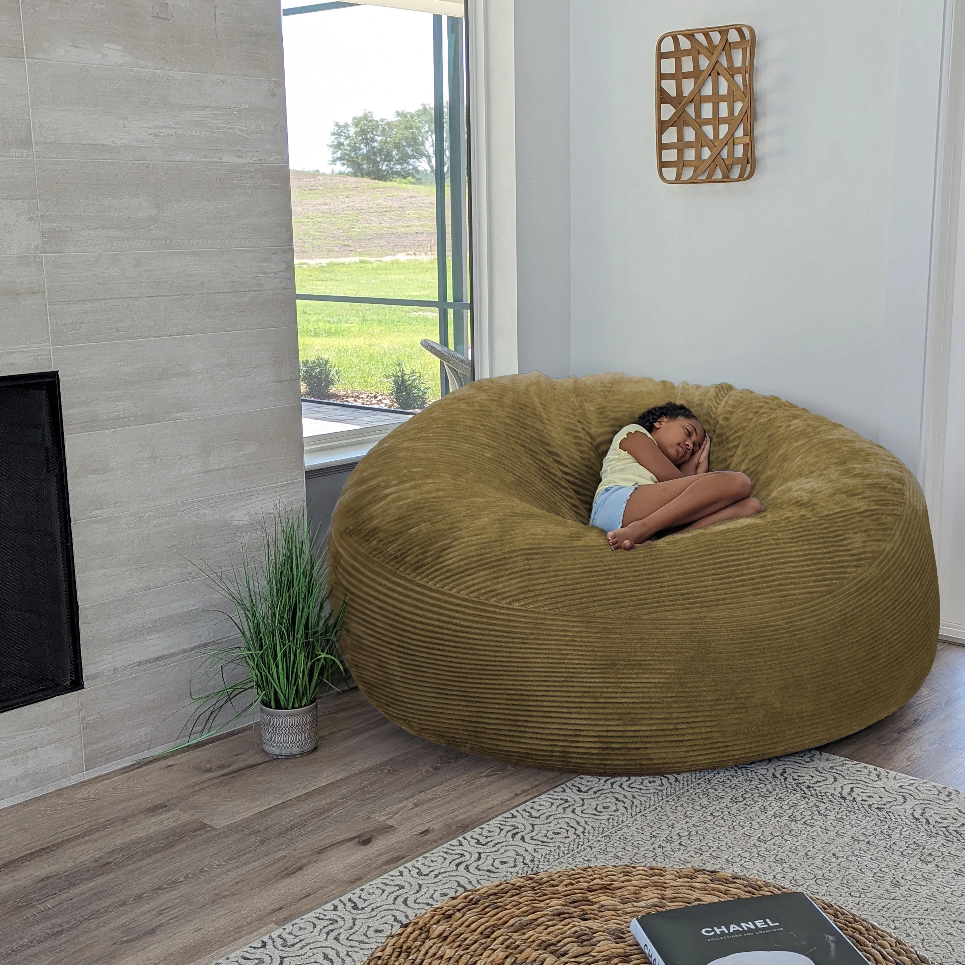 Plush Corduroy Giant Bean Bag Chair