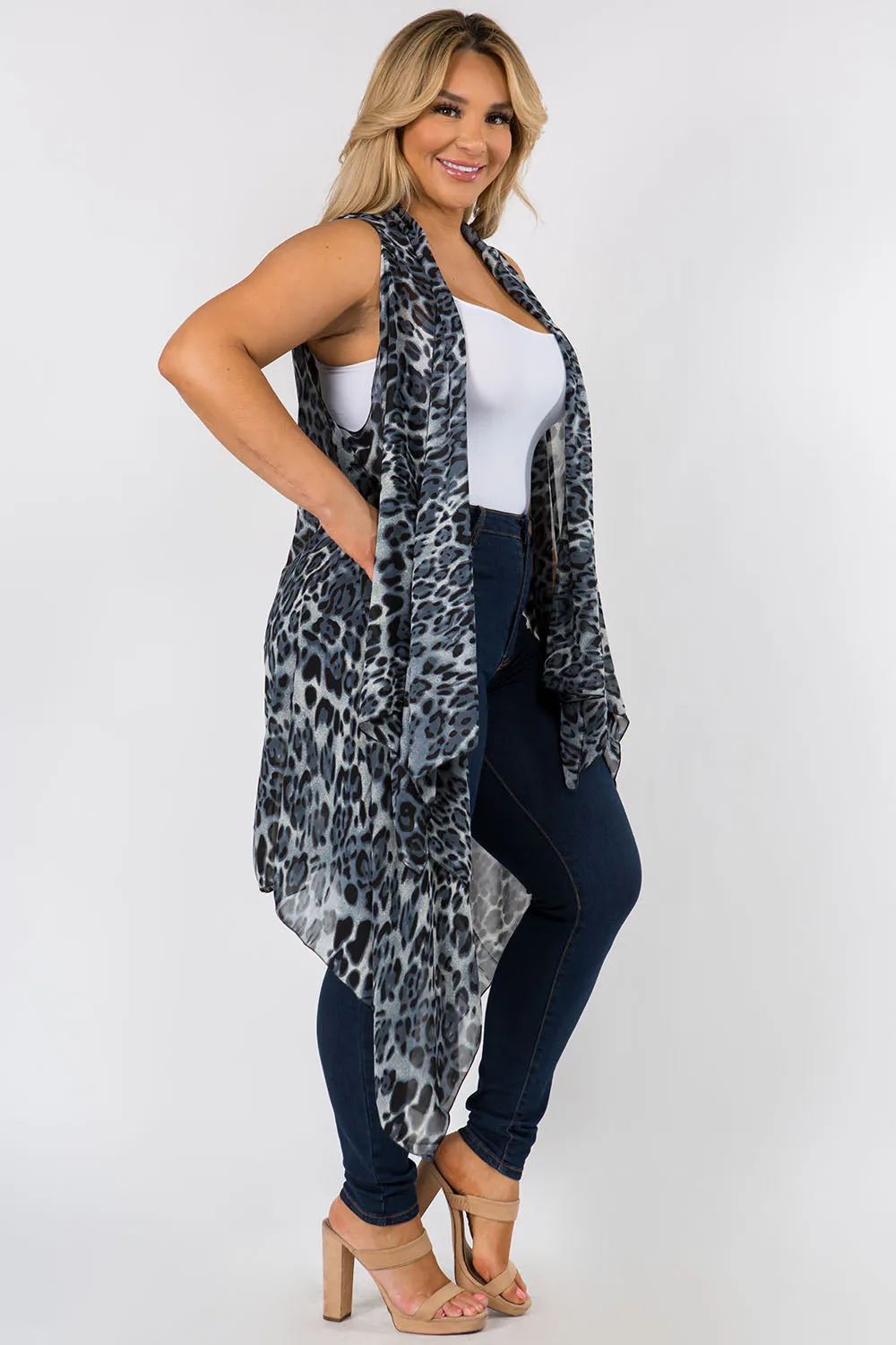 PN-29P leopard design vest plus size