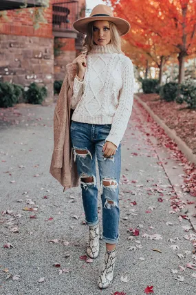 Pure Sweetness Cable Knit Sweater in White