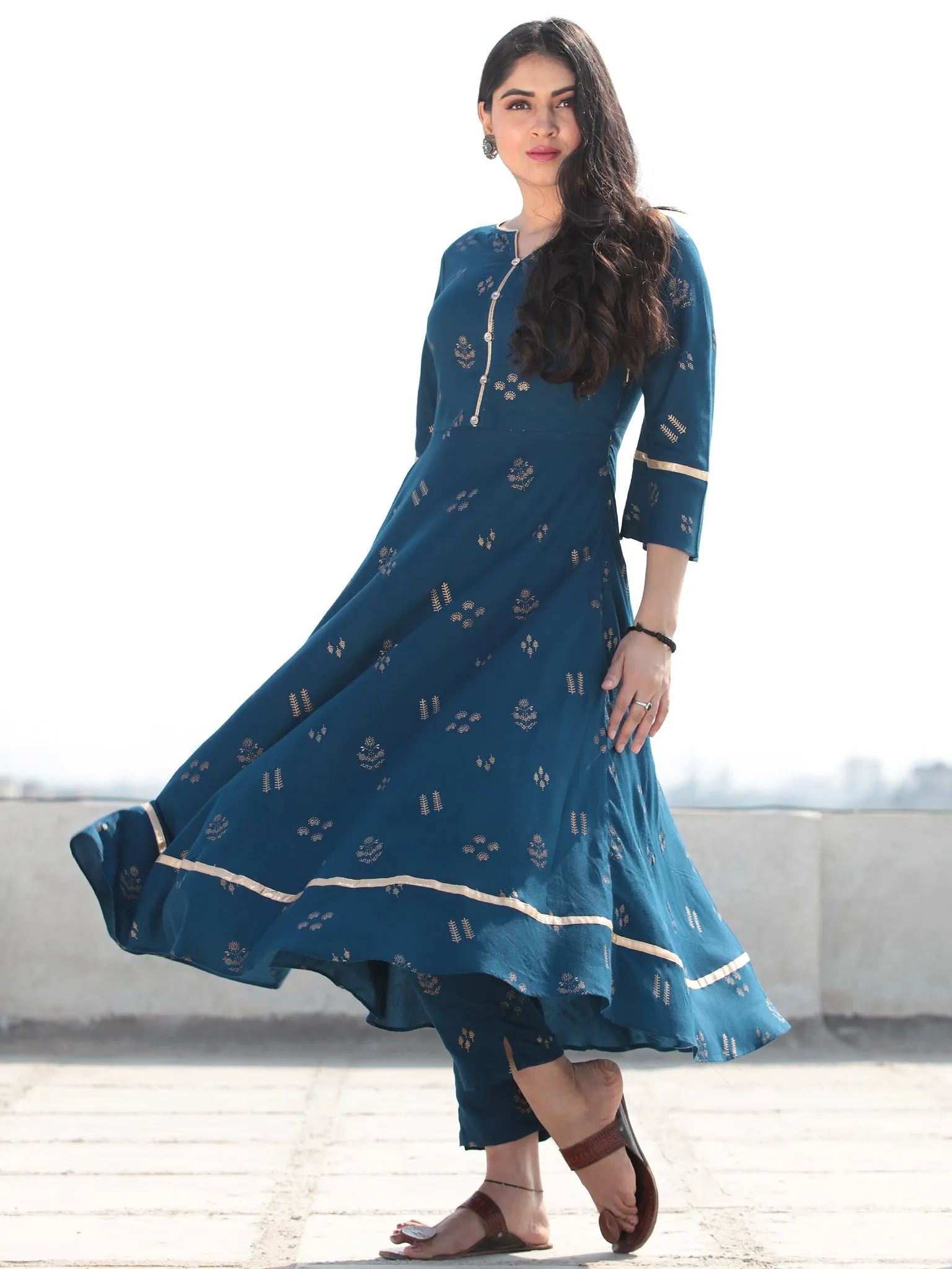 Raas Neelofar - Set of Flared Kurta & Pants  - KS80F2155