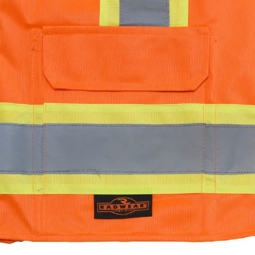 Radians SV6O Type R Class 2 Solid Front/Mesh Back Surveyor Safety Vest, Hi-Vis Orange, 1 Each