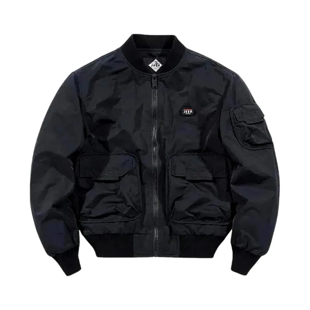 Regular fit urban stylish men's jean bomber jacket