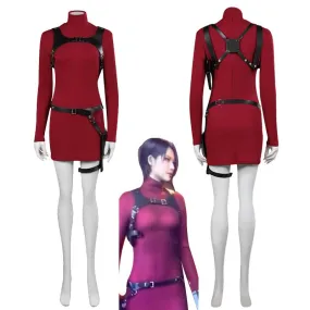 Resident Evil 4 Remake Ada Wong Cosplay Costume Red Knit Dress Halloween Exhibition Suit