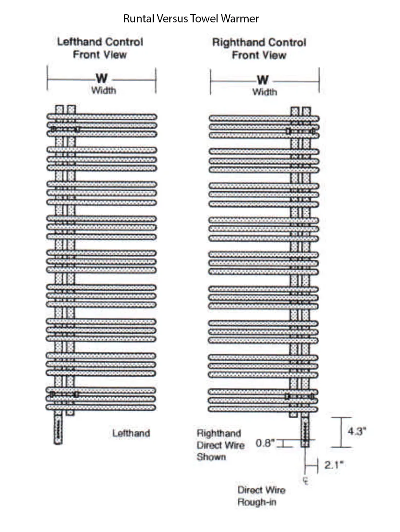 Runtal Versus VTRELD-5223 Hardwired Mounted Towel Warmer - 22.8"w x 51.5"h