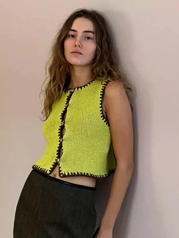 Sage Knitted Vest Top