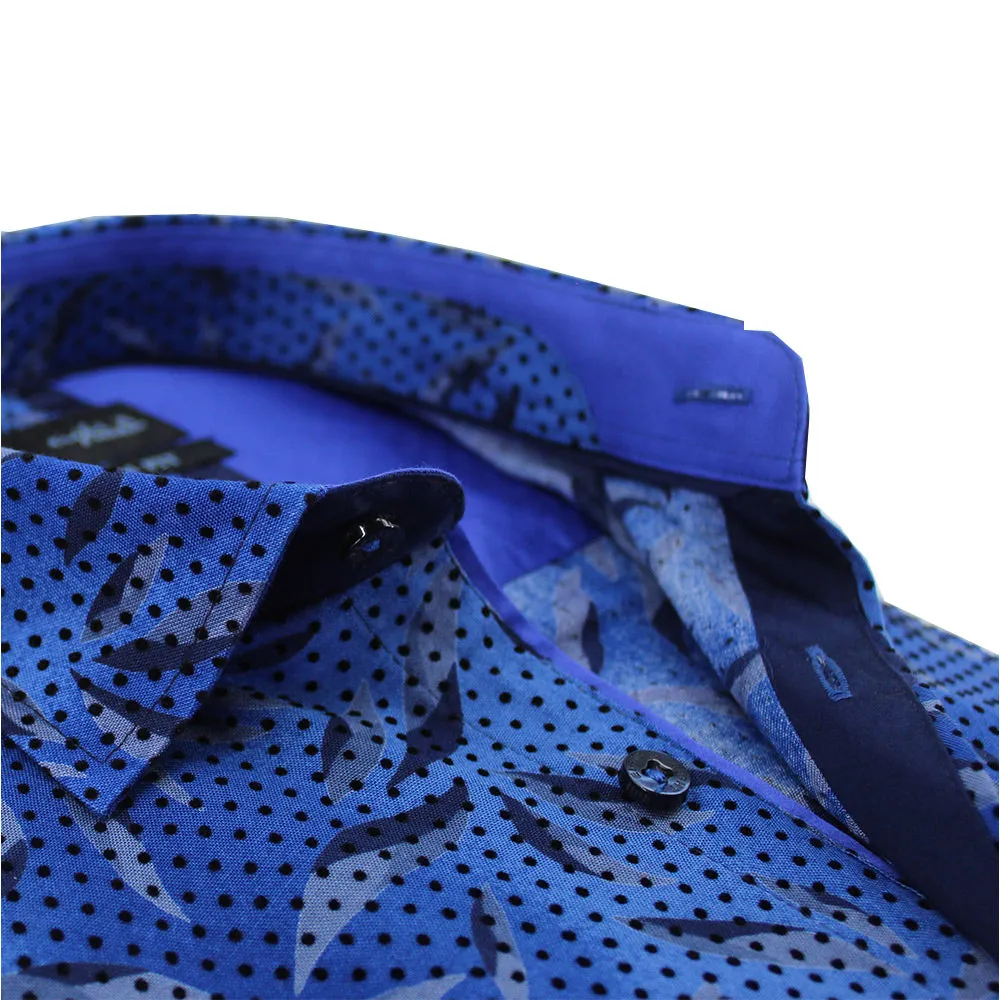 Sax Leaf Flocking Button Down Shirt