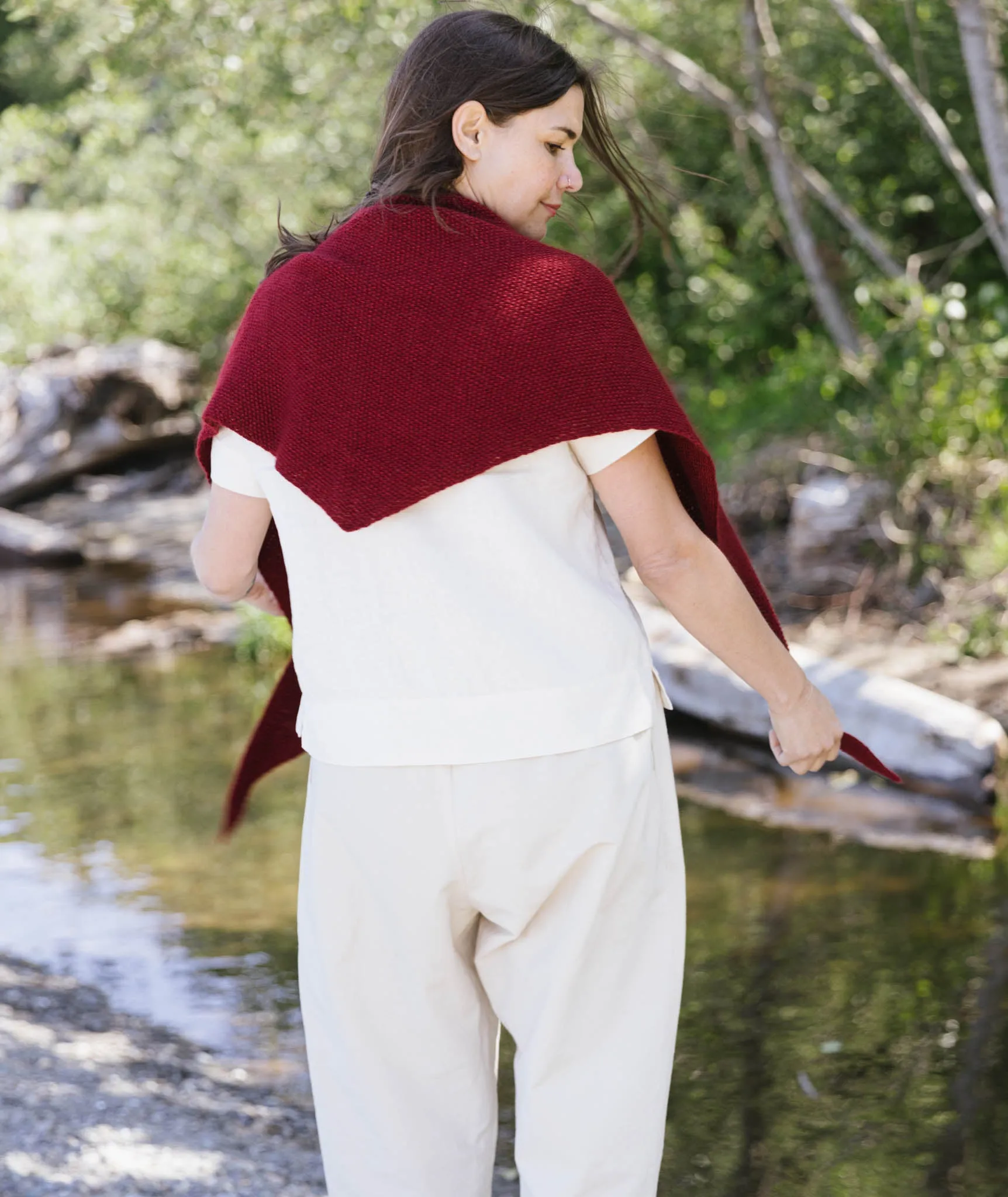 Seed Stitch Triangle Scarf Using Catherine Lowe Merino 3 and Silk Mohair 1