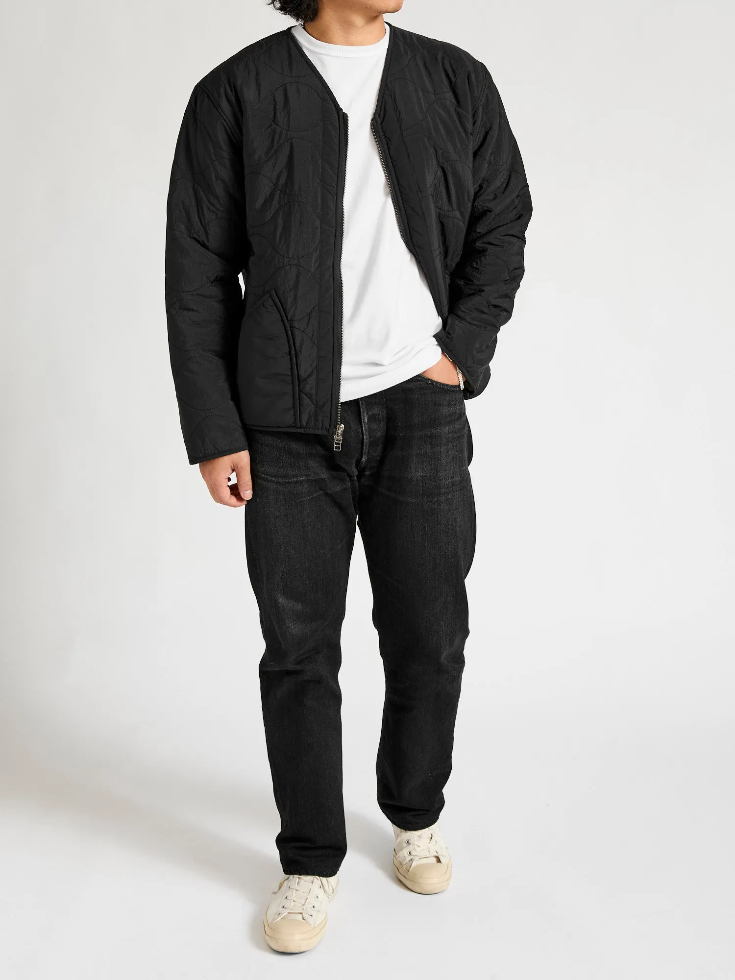 Sherpa Zip Liner Jacket in Black