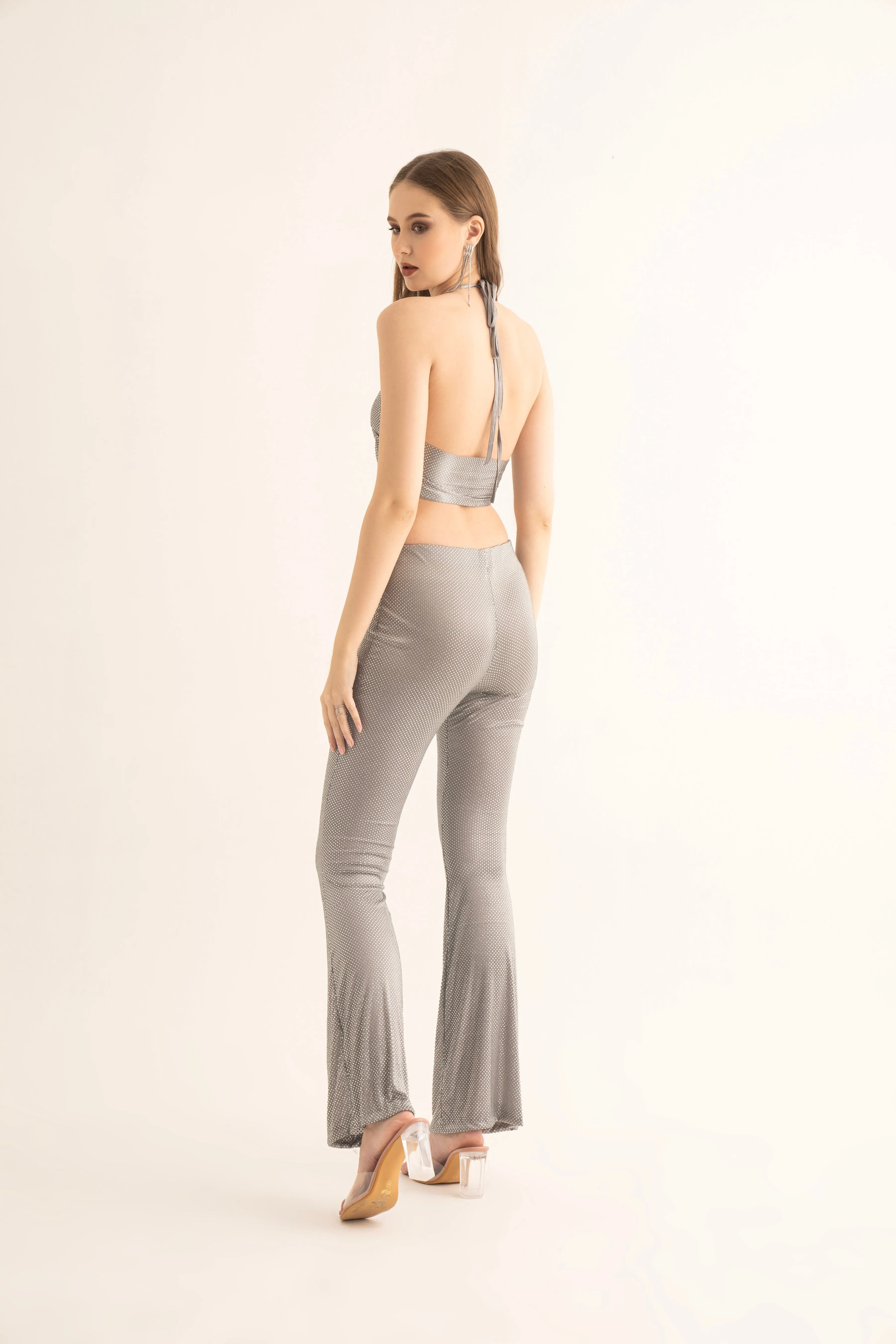 Silver Rhinestone Bell Bottoms