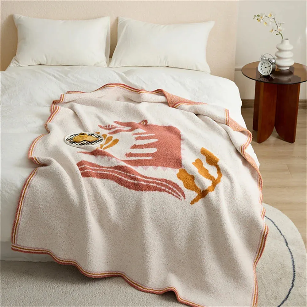 SINOTAO  -  Cartoon Knitted Blanket Portable Tapestry Shawl Sofa Cover Blankets For Bed Office Nap Portable Camping Throw Blanket Home Decor