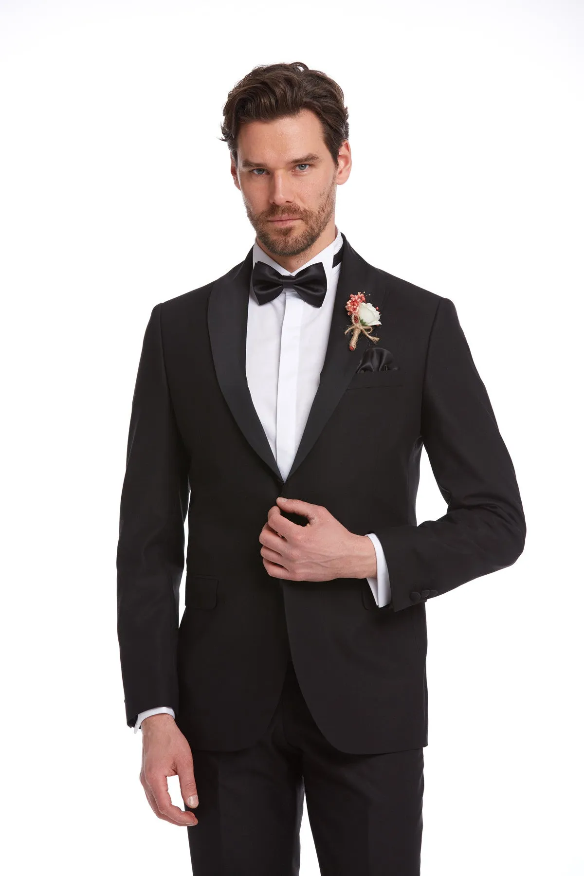 Slim Fit Black Release Shawl Lapel Classic Tuxedo