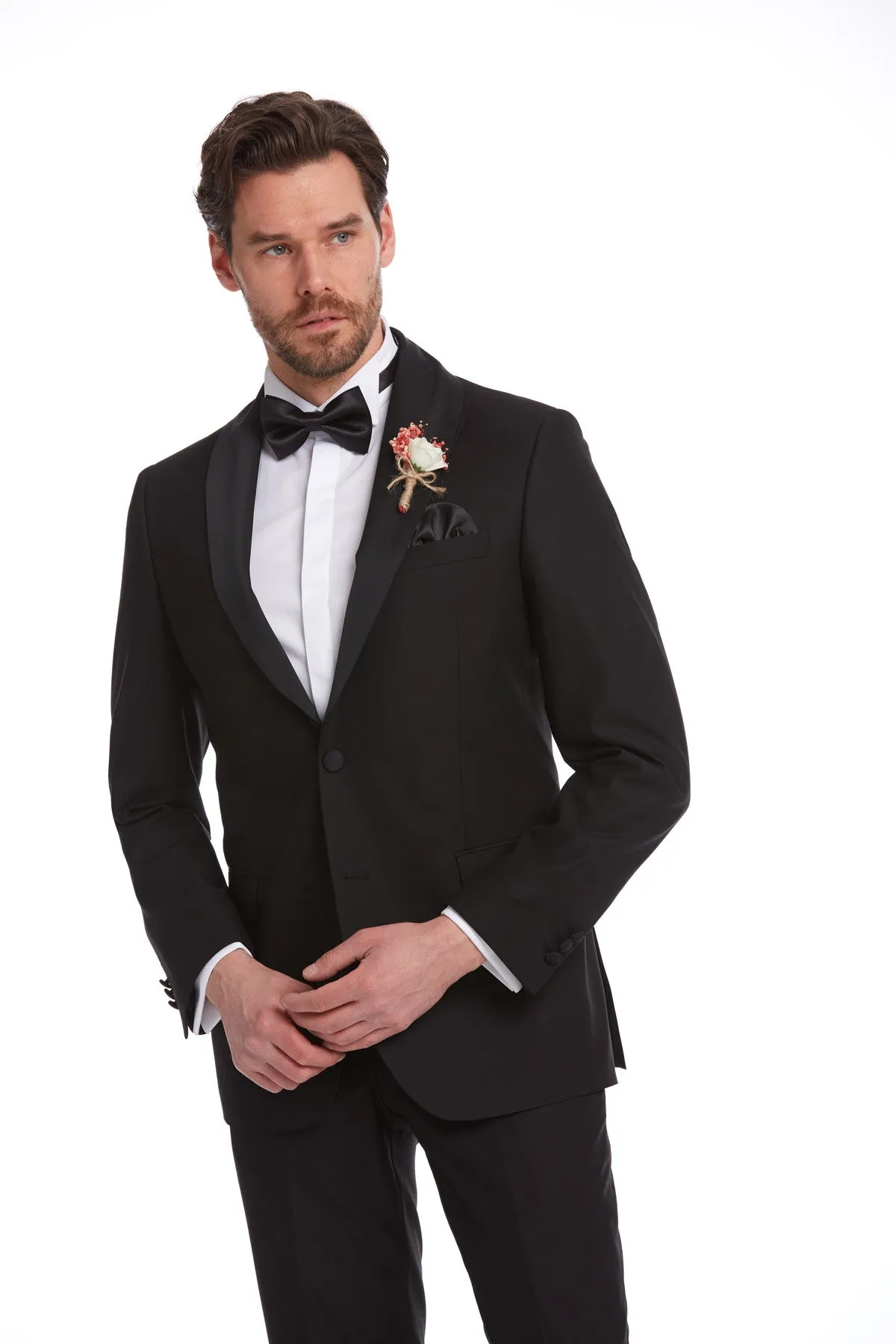 Slim Fit Black Release Shawl Lapel Classic Tuxedo