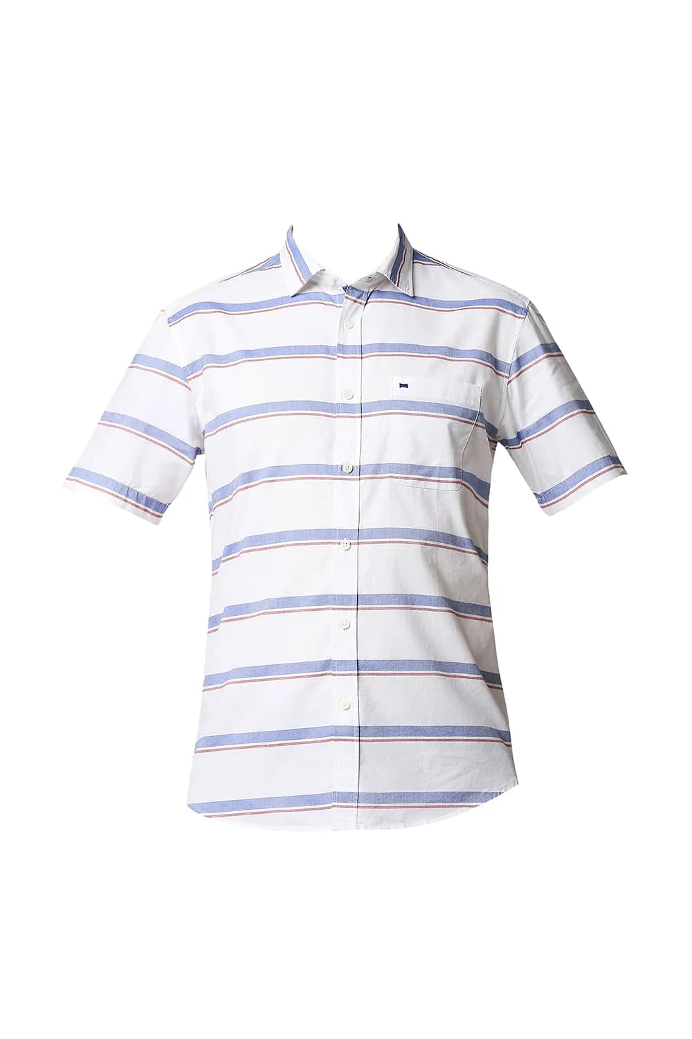 Slim Fit Oxford Horizontal Stripe Halfsleeves Shirt