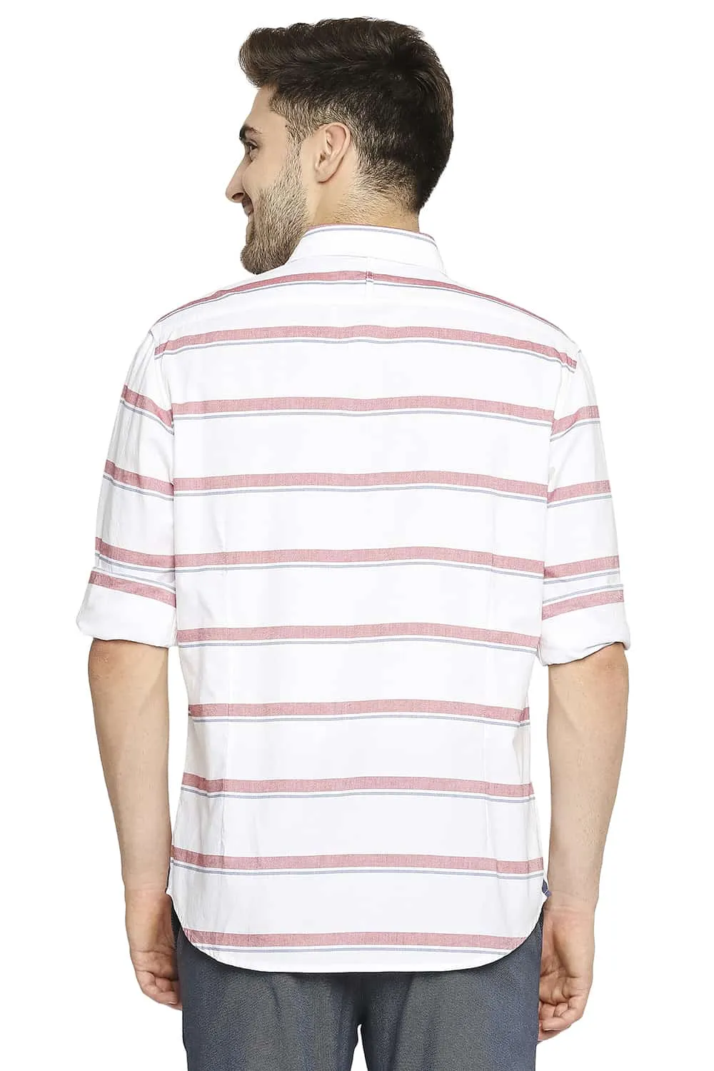 Slim Fit Oxford Horizontal Stripe Shirt