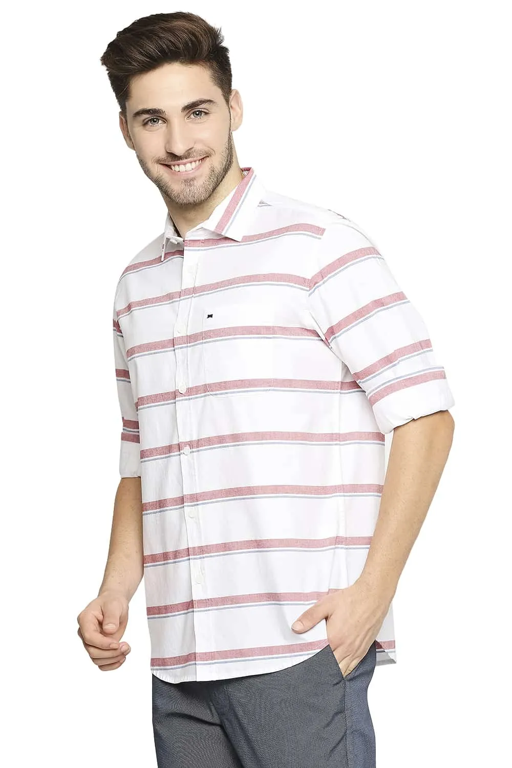 Slim Fit Oxford Horizontal Stripe Shirt