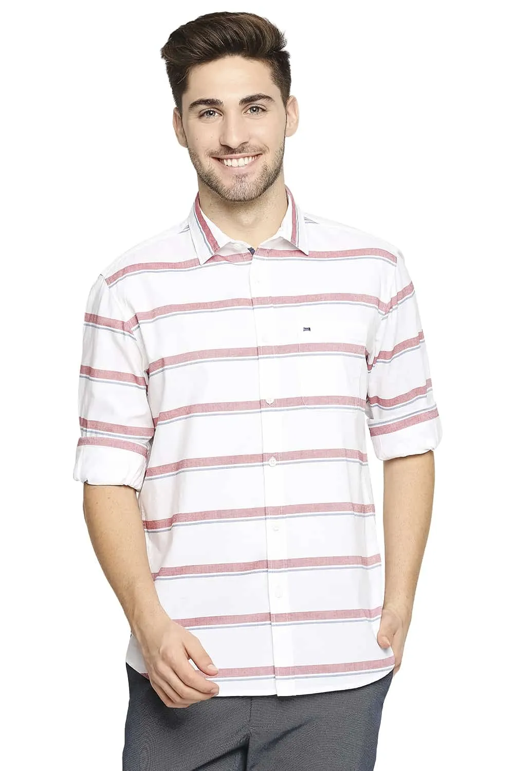 Slim Fit Oxford Horizontal Stripe Shirt