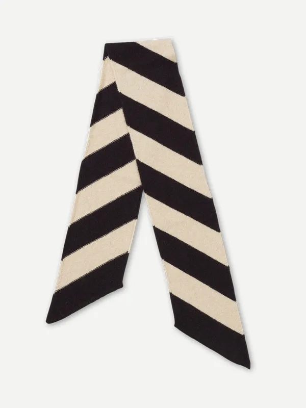 SMALL DIAGONAL STRIPE SCARF BLACK & CUMIN