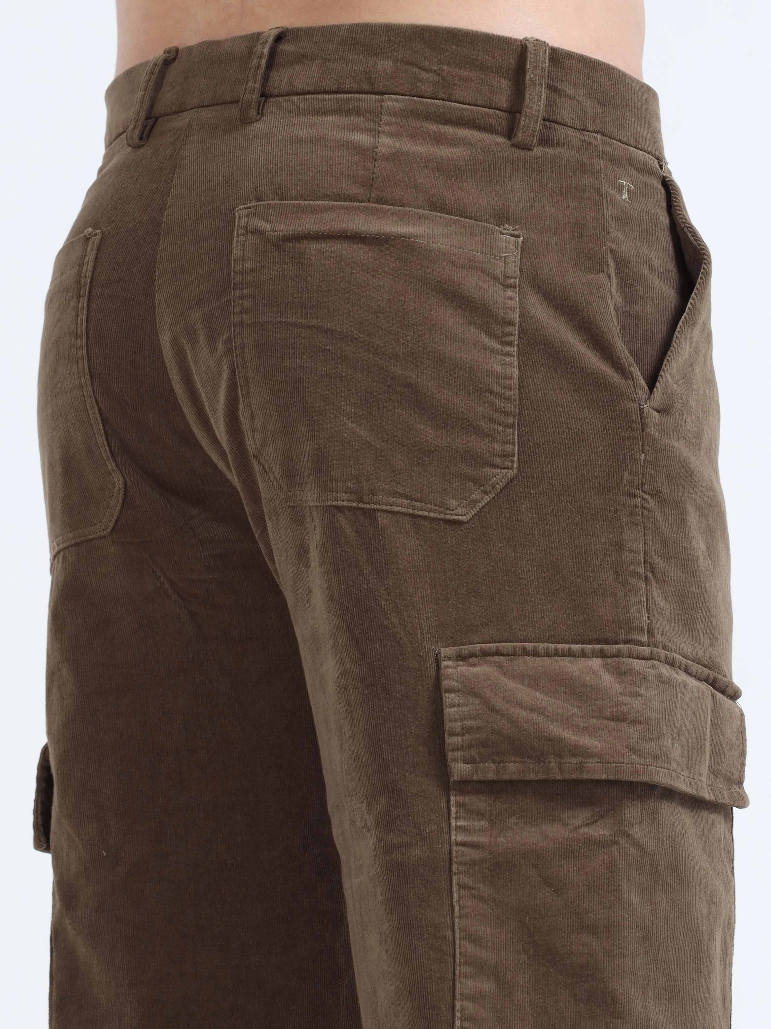 Soft Corduroy Oak Olive Relaxed Cargo Pant