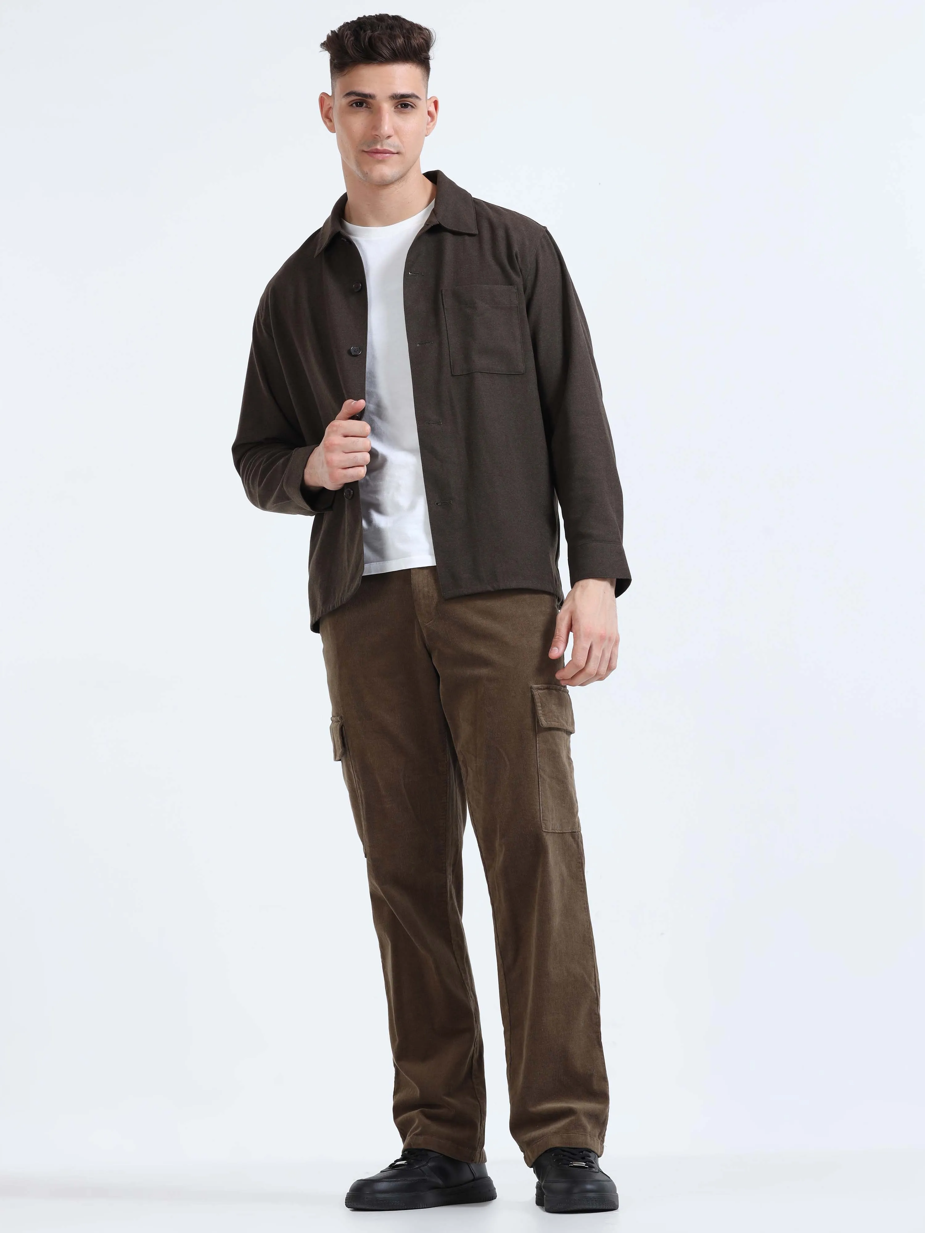 Soft Corduroy Oak Olive Relaxed Cargo Pant